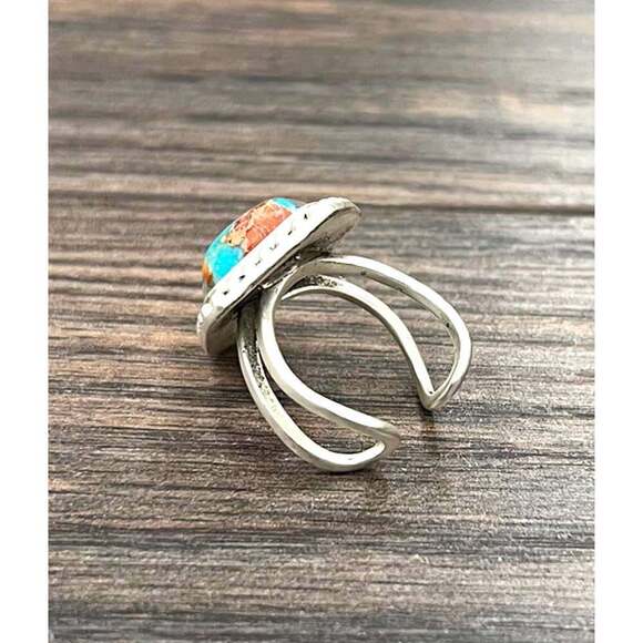 Navajo‎ Arrowhead Gemstone Adjustable Statement Cuff Ring for Unique Style - Picture 2 of 3